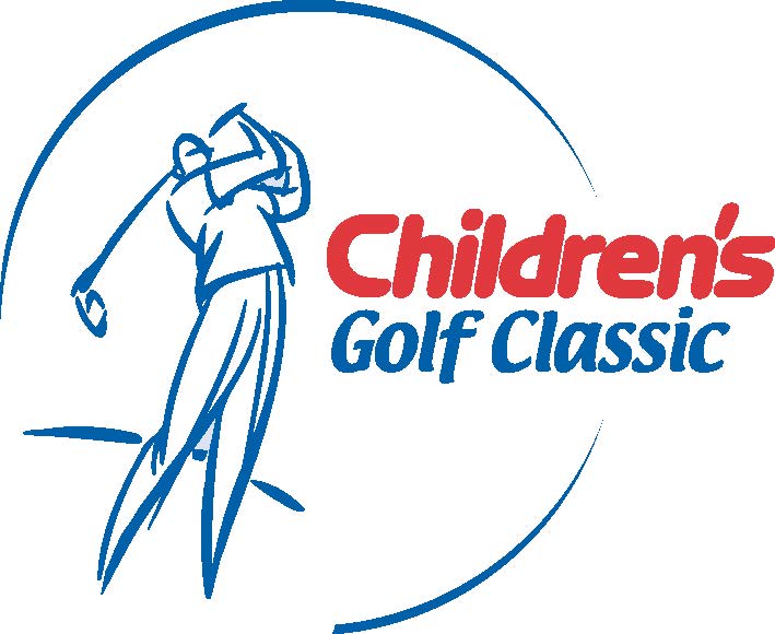 Logo of Children's Golf Classic with a golfer silhouette and text.