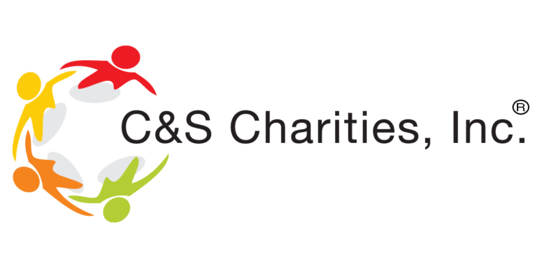 Logo of C&S Charities, Inc. with colorful abstract figures on a white background