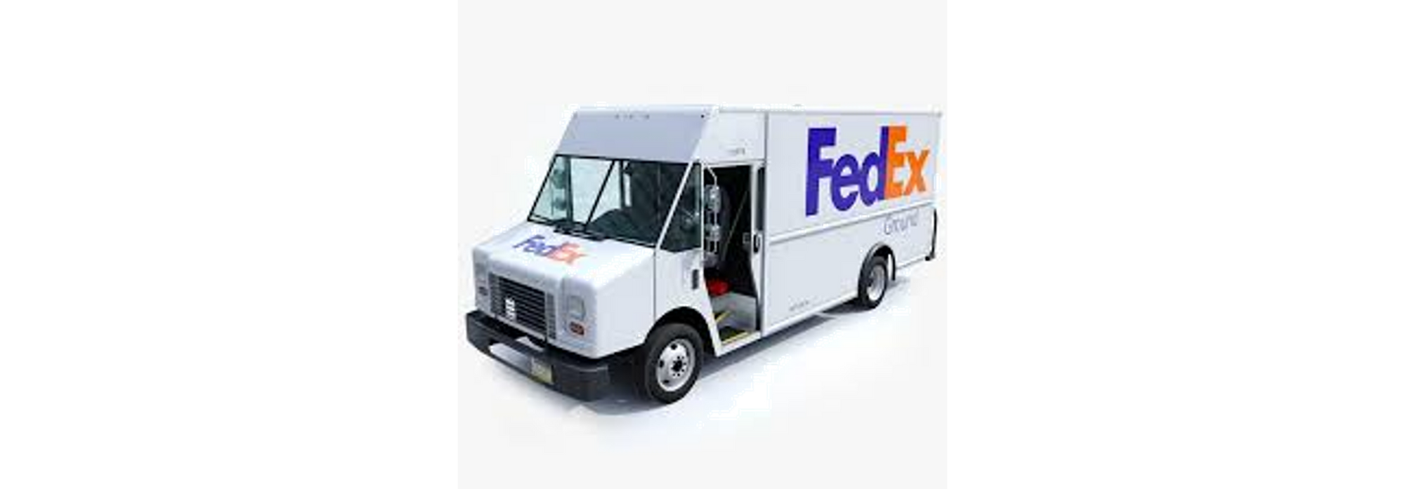 FedEx delivery truck on a white background